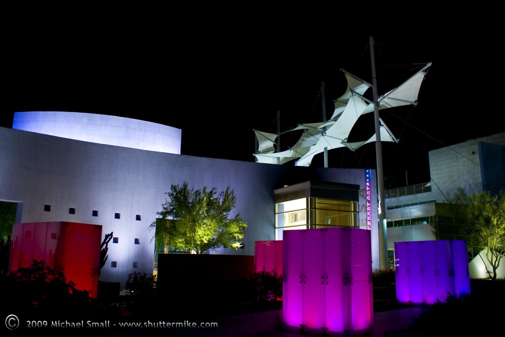 Photo of the MEsa Arts Center at Night