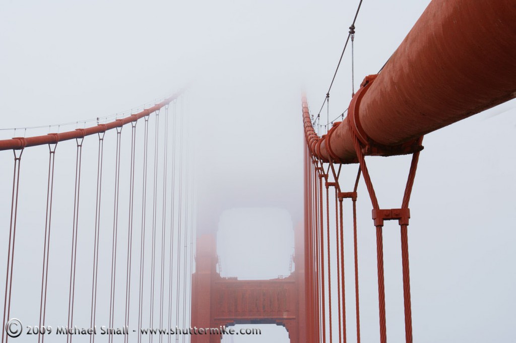 Photo of San Francisco's Golden Gate Bridge in the fog