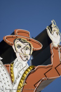 Neon Museum restored Hacienda Horse and Rider sign on Fremont St. Las Vegas