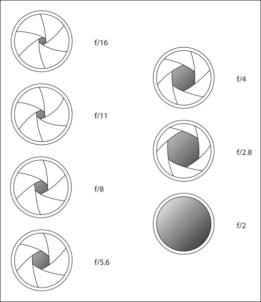 Diagram of standard aperture f-stops
