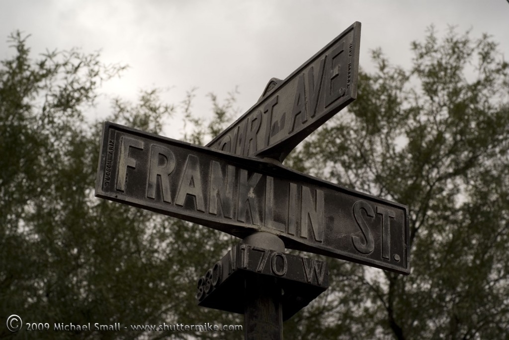Photo of the street sign at Franklin and Court in El Presidio, Tucson, AZ