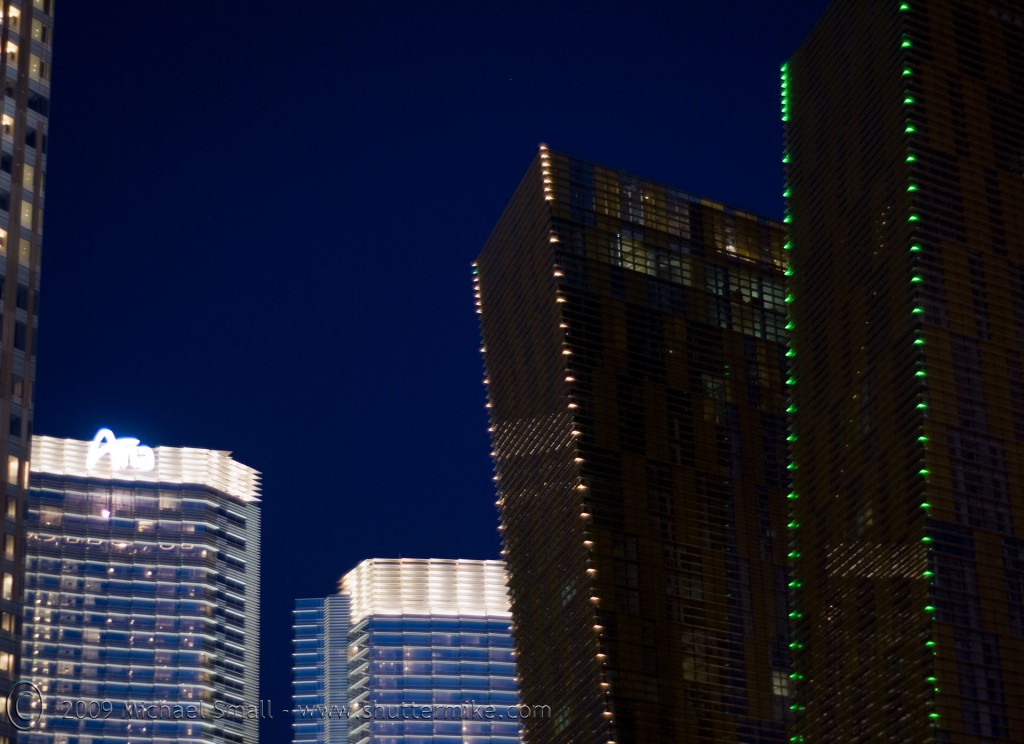 Photo of the City Center Las Vegas buildings at dawn