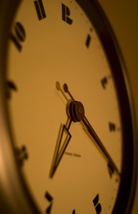 Photo of a clock under tungsten lighting