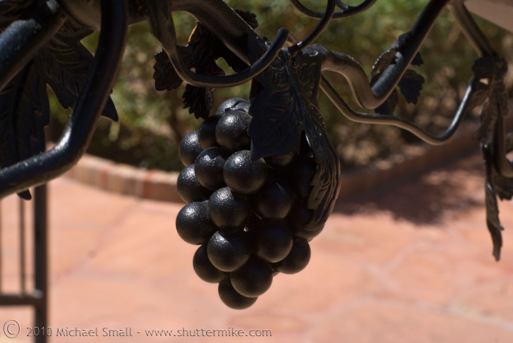 Photo of wrought iron grapes at St. Anthony's Monastery