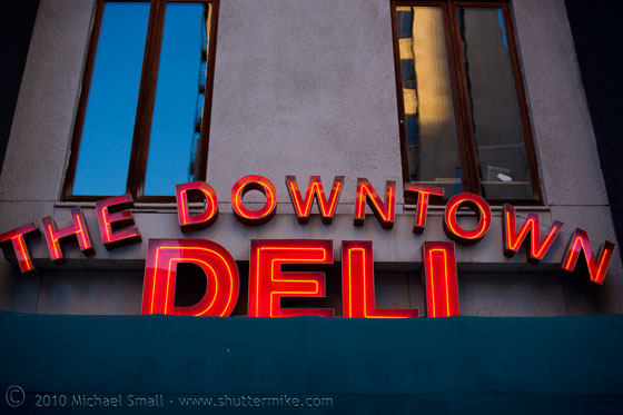 Photo of a downtown Phoenix neon deli sign