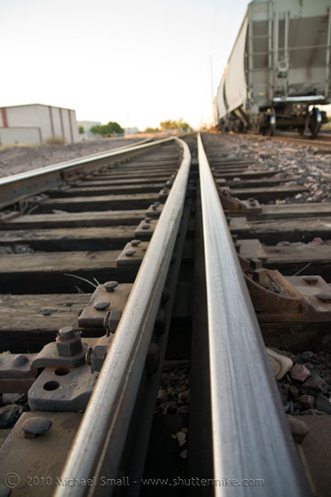 Close up photo of train tracks