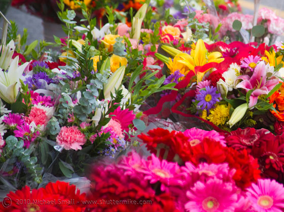 Photo of flower bouquets at a San Diego Farmer's Market