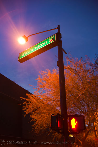 Photo of Washington Street in Phoenix at twilight