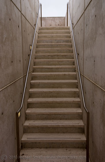 Photo of a staircase at the Salk Institute