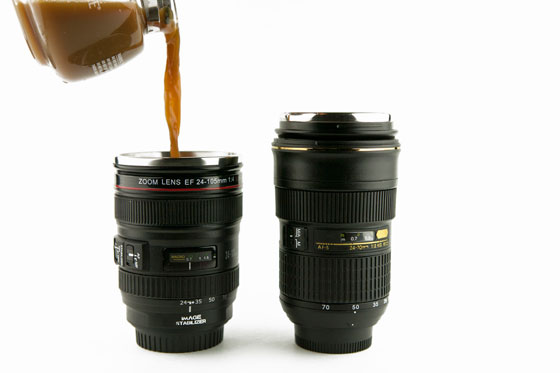 Photo of the camera lens mugs