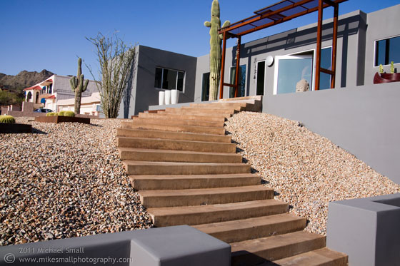 Photo of the Entrance steps to a mid-century modern Phoenix home
