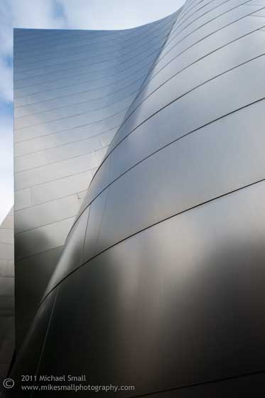 Detail photo of the stainless steel on the Disney Concert Hall