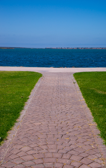 Photograph of a path leading to the Pacific Ocean