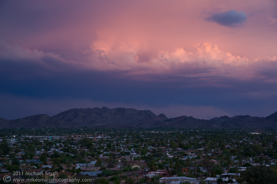 Photograph of storm clouds at sunset in Phoenix