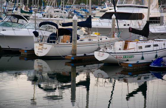 Travel photogrraphy of boats in a San Diego harbor