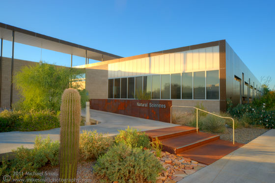 Architectural photograph of the Natural Sciences Building at Scottsdale Community College