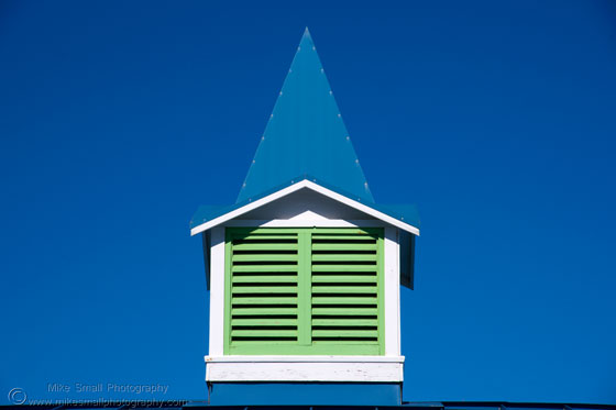 Photograph of a blue and green steeple in Jacksonville Beach Florida