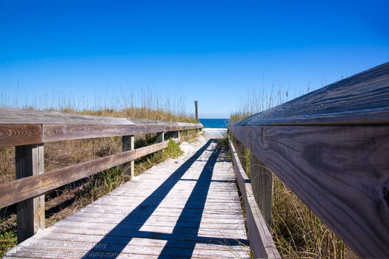 Photograph of a wooden boardwalk in Jacksonville Beach, FL