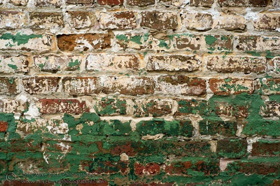 Photograph of the paint layers on a brink wall in Charleston, SC